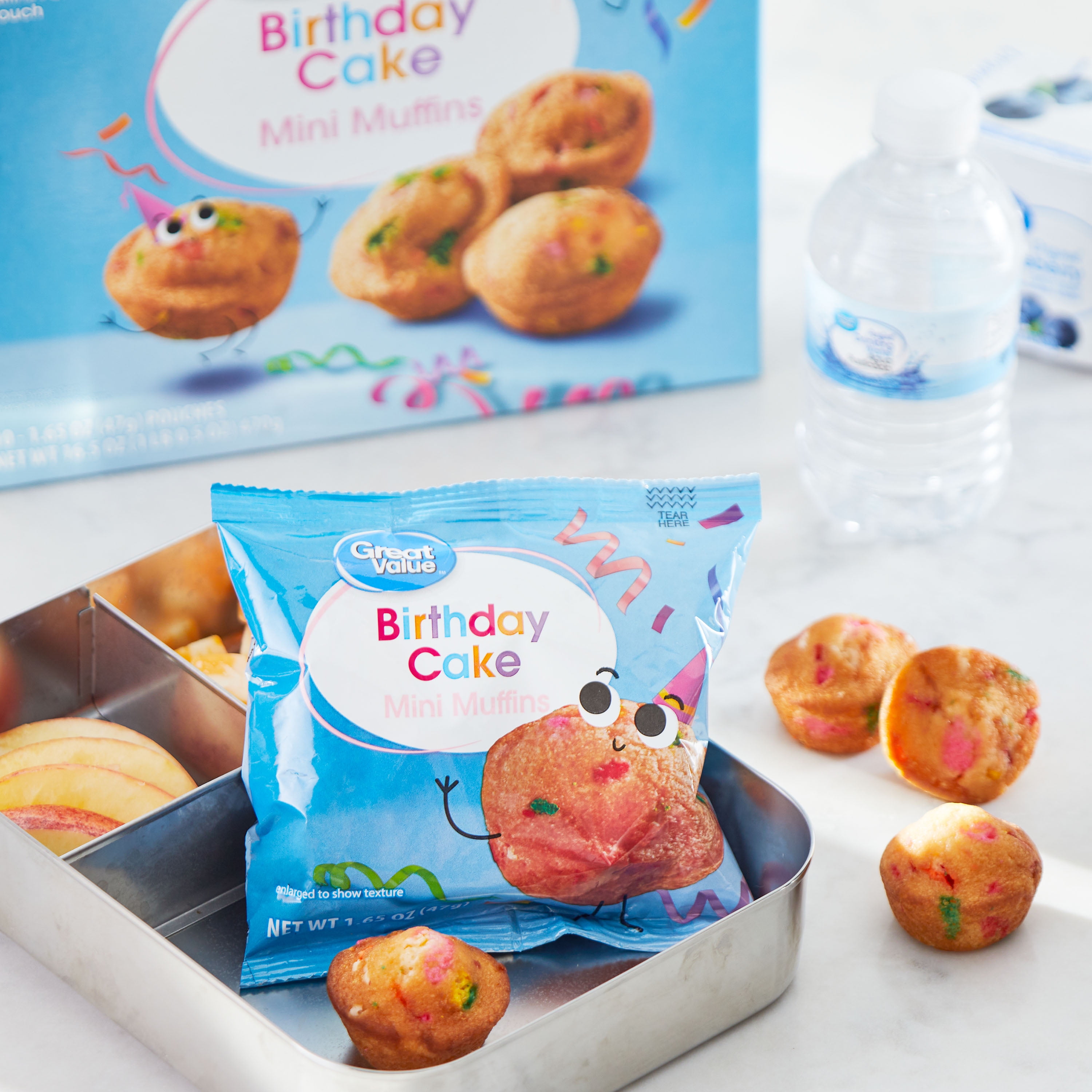 Great Value Birthday Cake Mini Muffins, 1.65 oz (10 count)