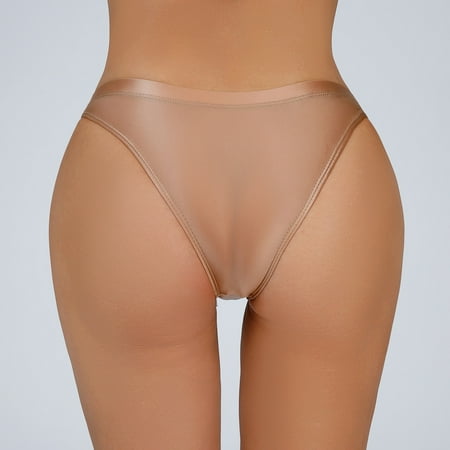 Ukumplol Panties for Women Womens Underwear Underpants for Women s Silky Shiny Low Waist Briefs Transparent Underwear Underpants for Women Womens Panties Coffee M