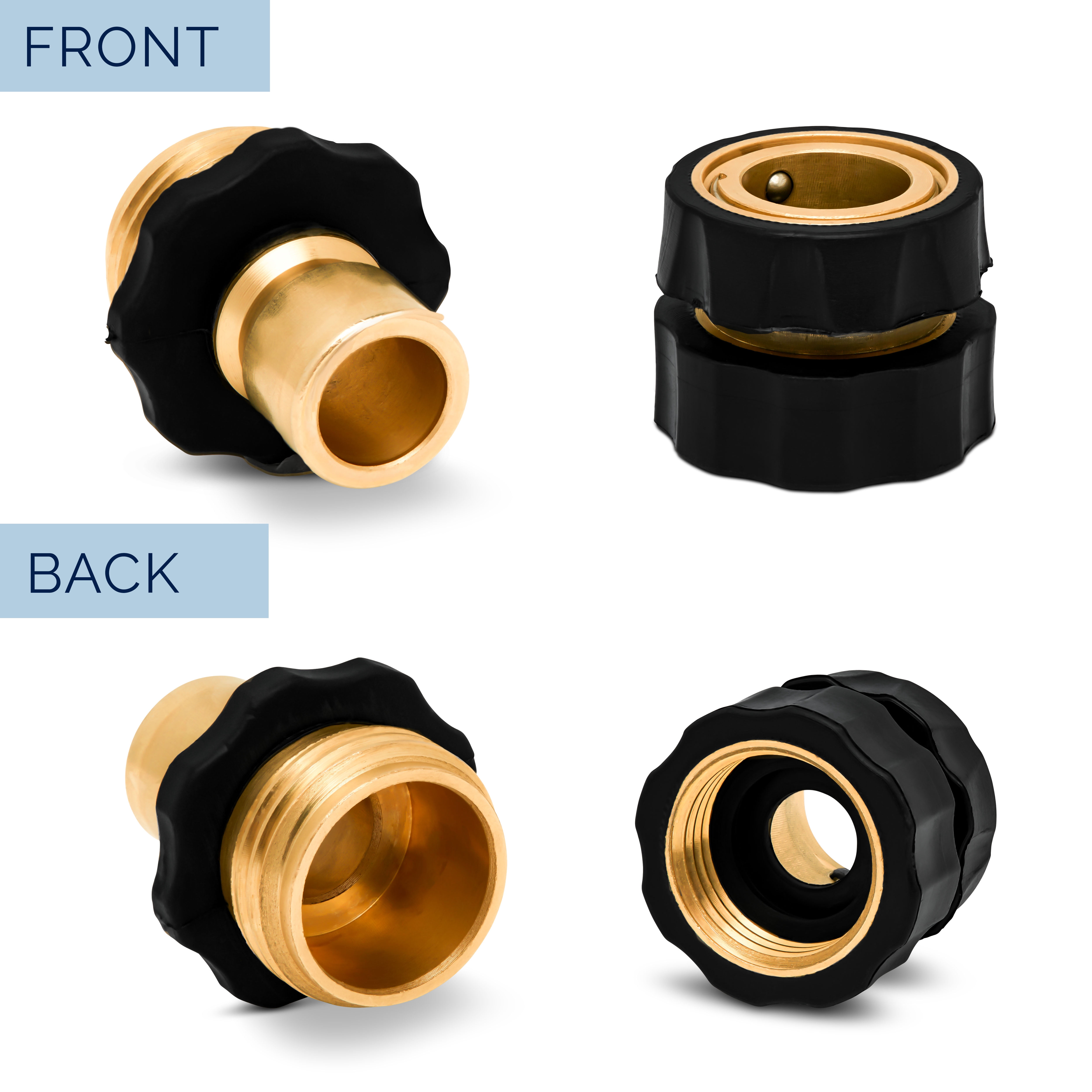 Morvat Brass Quick Hose Connector, Easily Add Attachments to Garden Hose, 6 Pack