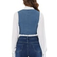 thumbnail image 3 of INSPIRE CHIC Women's Denim Button up Scoop Neck Sleeveless Coppped Vest Jacket Light Blue XL, 3 of 5
