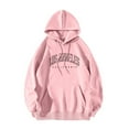 thumbnail image 1 of aohooy Chandail à Capuche à Manches Longues pour Femmes avec Imprimé Lettre et Poche Rose,m, 1 of 7