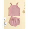 thumbnail image 2 of Infant Newborn Baby Girls Shorts Set, Spaghetti Straps Camisole with Elastic Waist Shorts Summer 2pcs Outfit 0-24M, 2 of 8