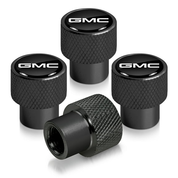 GMC Logo in Black on Black Aluminum Tire Valve Stem Caps