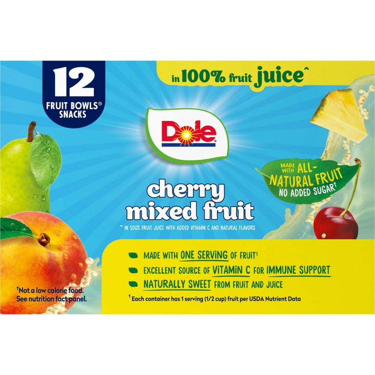 Dole Fruit Bowls Cherry Mixed Fruit in 100% Fruit Juice, 4 oz Cups