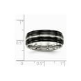 thumbnail image 6 of Stainless Steel Polished Black IP Ridged Edged Ring Size: 11; for Adults and Teens; for Women and Men, 6 of 6