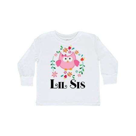 

Inktastic Lil Sis Girls Owl Sister Announcement Gift Toddler Toddler Girl Long Sleeve T-Shirt