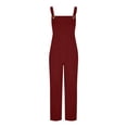 thumbnail image 4 of ZZkhGO Women's Solid Color Corduroy Overall Jumpsuit Adjustable Strap Wide Leg Sleeveless Jumpsuit with Side Pockets, 4 of 7