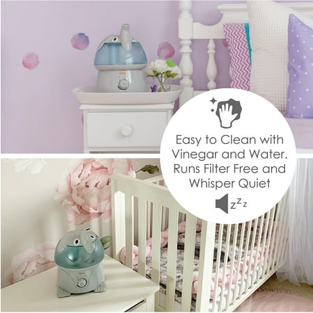 Crane Ultrasonic Elephant Humidifier, 1 Gallon Cool Mist Animal Humidifier for Nursery and Bedroom, Auto Shut-Off, Optional Filter