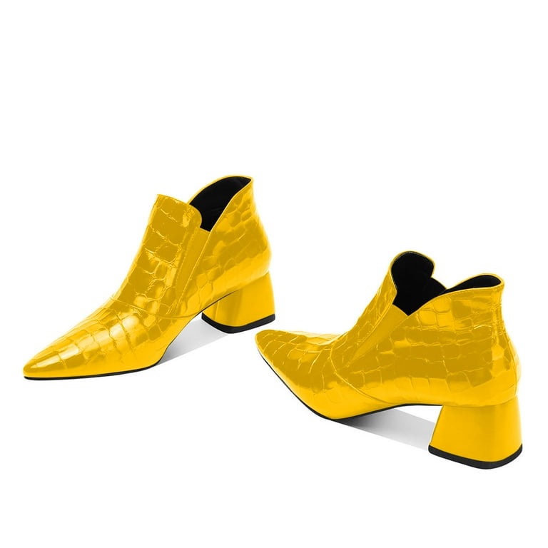 YDN Women Sexy Pointed Toe Ankle Booties Chunky Low Heel Short