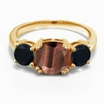 thumbnail image 2 of Gem Stone King 18K Yellow Gold Plated Silver Red Tiger Eye and Black Onyx 3 Stone Engagement Ring for Women (2.95 Cttw, Gemstone, Cushion 8MM, Size 7), 2 of 5