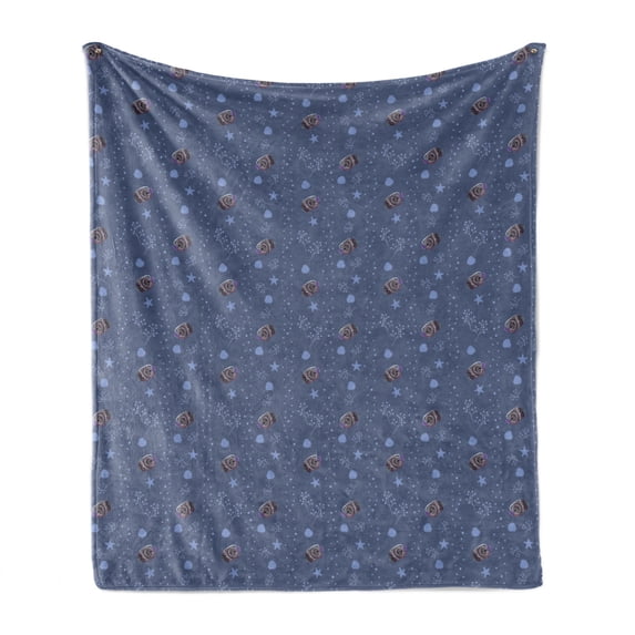 Nautical Blue Soft Flannel Fleece Throw Blanket, Underwater with Abstract Fish Bubble Shells and Starfish, Cozy Plush for Indoor and Outdoor Use, 70" x 90", Violet Blue Brown, by Ambesonne