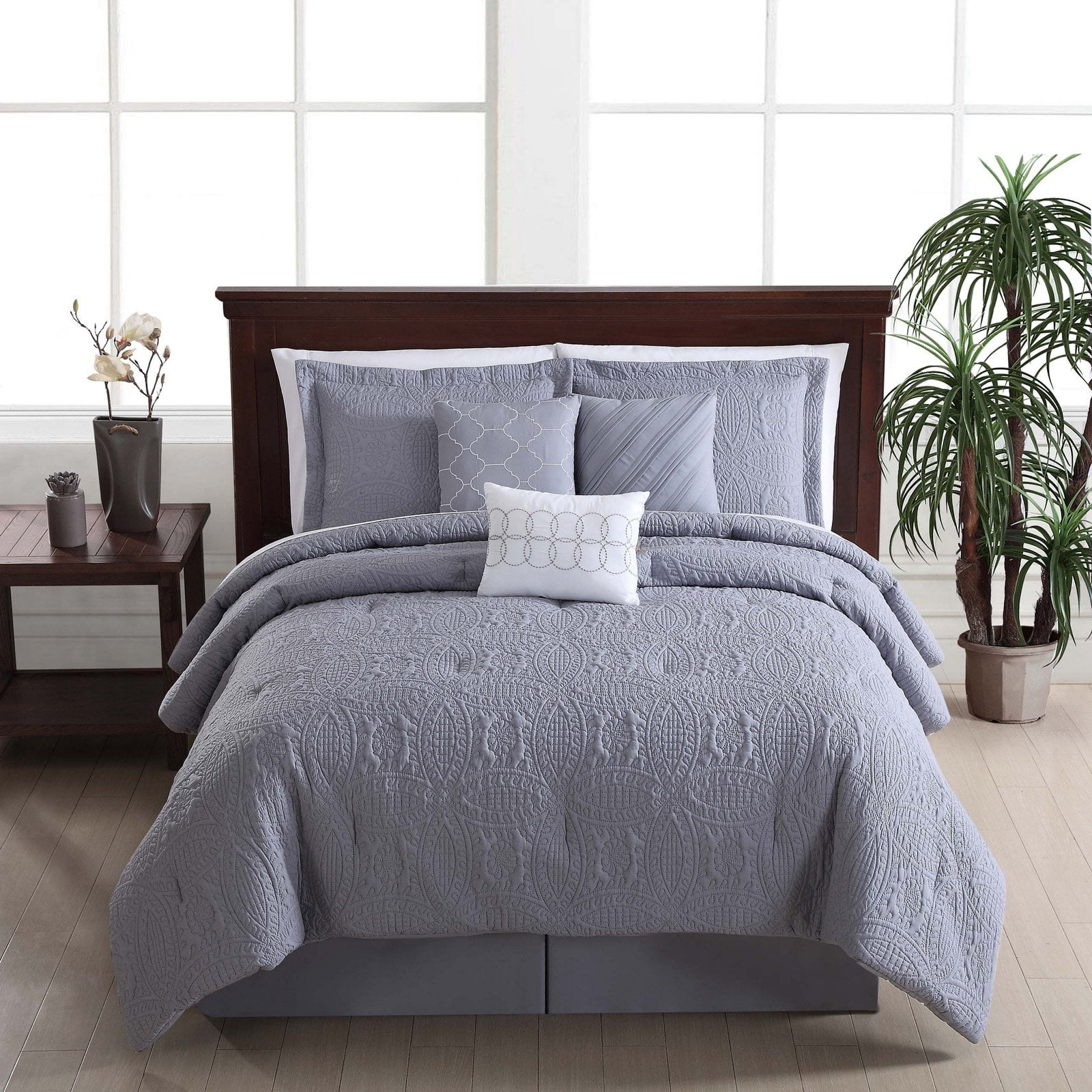 Puff Wedding Ring Gray 7 Piece Comforter Set by Style 212