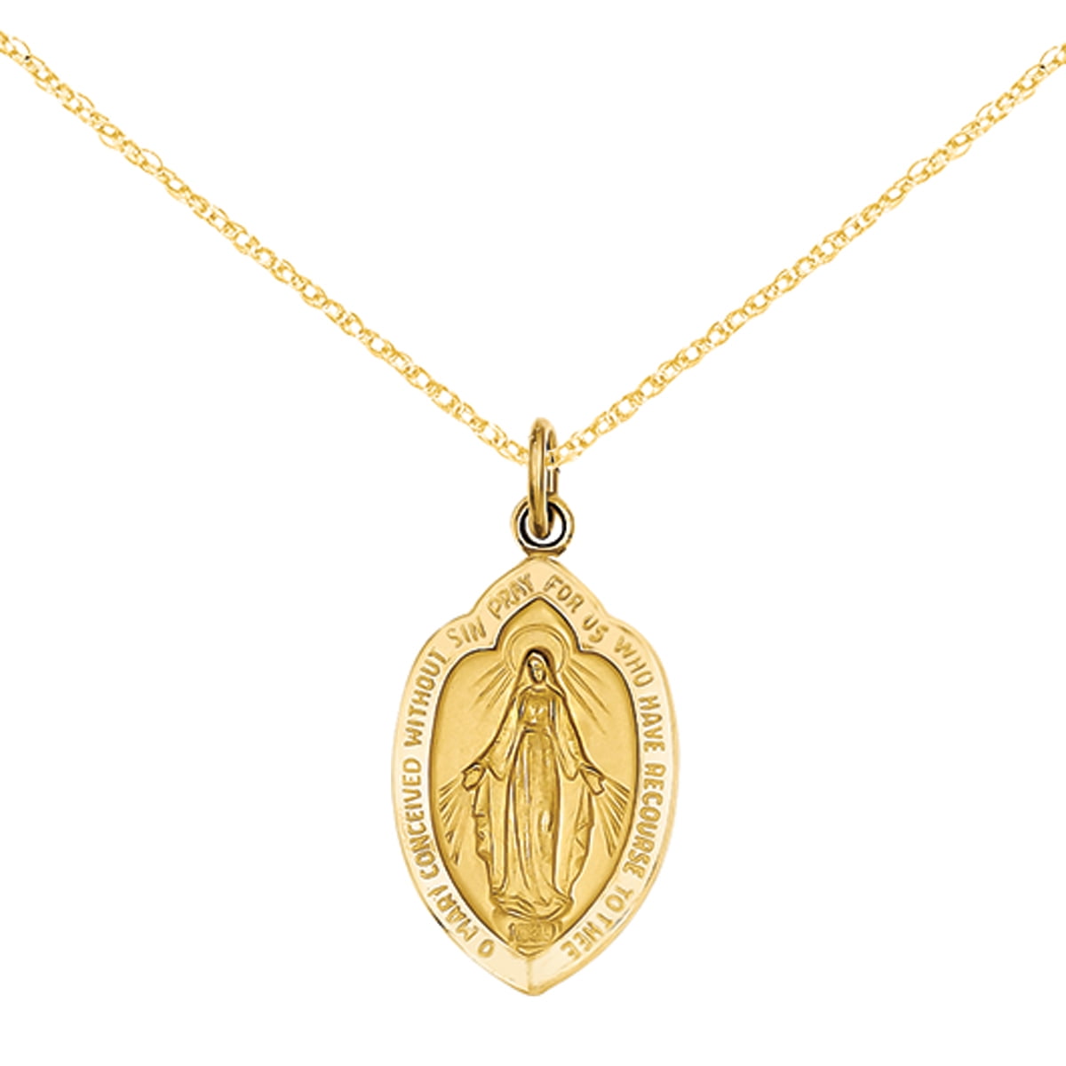 Yellow Gold Miraculous Medal Charm 