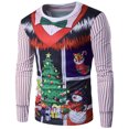thumbnail image 2 of CEHVOM Personalized Christmas Letters Print Round Neck Fake Two 3D Long Sleeve Men's T-shirts, 2 of 7