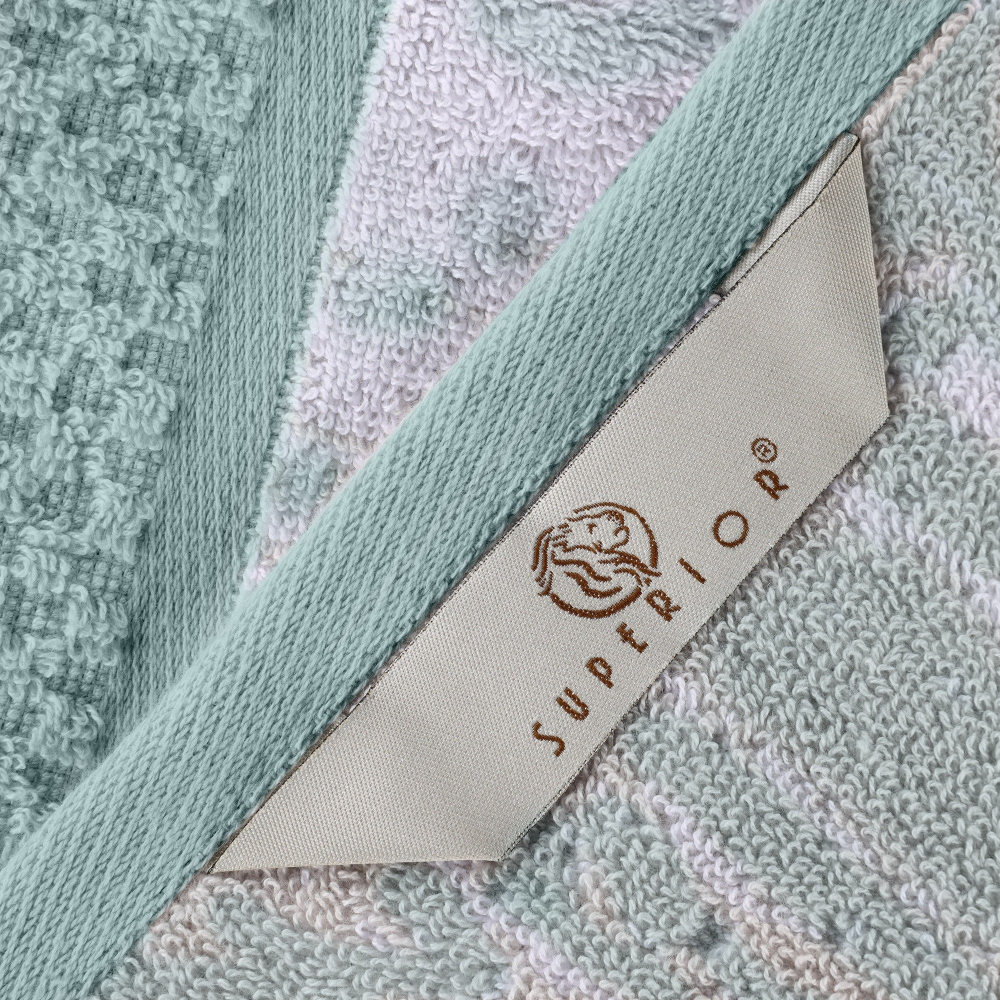 Superior Modern Cotton 8 Piece Bathroom Towel Set Mixed Pattern Solid, Cyan