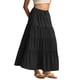 thumbnail image 3 of Faldas Largas Escalonadas para Mujer, Plisadas, en Forma de A, con Cintura Elástica Ajustable y Cordón Ajustable, Falda Larga . Negro M, 3 of 10