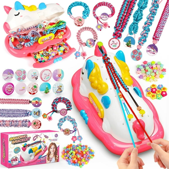 Carsky Unicorn Friendship Bracelet Kits for Girls 8-12, DIY Art Craft Bracelet String Making Set, Christmas Pink Unicorn Toys Gifts for Kids 6 7 8