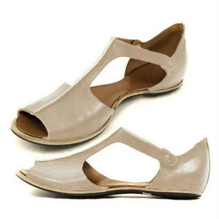 

Homadles Sandals for Women- Flats Roman Fish Mouth Retro in Store on Clearance Sandals Shoes Beige Size 9