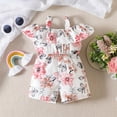 thumbnail image 7 of Floral Shorts Rompers for Baby Off Shoulder Ruffle Fashion Bodysuit Onesies Summer Going Out Outfits, White, 6 Months, 7 of 7