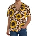 thumbnail image 3 of KLL Leopard Sunflowers Print Men's Shirt Short Sleeve Button Down Summer Cuba Beach Shirts- Medium, 3 of 7