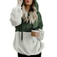 thumbnail image 3 of FANTADOOL Casual Women Autumn Winter Patchwork Sweatshirt Thick Warm Hooded Long Sleeve Wild Woolen 4XL Plus Size Tops Pullover, 3 of 5