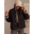 thumbnail image 6 of Osfvolr Female Quilted Jacket Oversized Leopard Lined Puffer Jacket Button Down Padded Coat Black S, 6 of 7