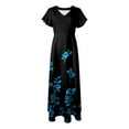 thumbnail image 6 of vigerkar Beach Dresses for Women,2025 Summer Trendy Elegant Wrap V Neck Floral Boho Dress,Flowy Ruched Hawaiian Maxi Dress Light Blue, L, 6 of 7