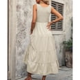 thumbnail image 5 of SWSMCLT Women's Autumn Dresses Billowy Dress Empire Waist Breathable Sundress Calf Length Comfy Casual Apricot Large, 5 of 5