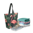 thumbnail image 2 of FORMRS Womens Canvas Tote Bag with Zipper Inner Pocket Shoulder Handbag, Red Flamingo Pattern, 2 of 7