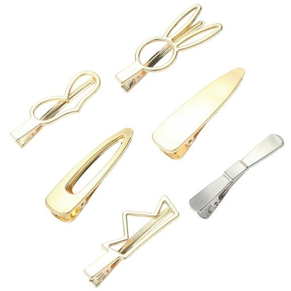 KONTONTY 6PCS Cartoon Alloy Hollow Out Hair Clips Clip Barrettes Bobby Pin Hair for Ladies Girls (Golden and Silver)