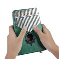 thumbnail image 2 of Kalimba 17 llaves pulgar piano, recogedor integrado portátil de madera de caoba cuerpo instrumento musical, Verde Amonsee No, 2 of 6