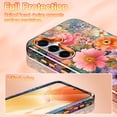 thumbnail image 5 of CASEFIV Compatible with Samsung Galaxy S25 FE Case,Marble Pattern 3 in 1 Heavy Duty Shockproof Hard PC+Soft Silicone Drop Protective Women Girls Case for Galaxy S25 FE (2025),Orange Flower, 5 of 6