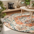 thumbnail image 3 of Small Round Rug 3Ft, Orange Beige Boho Non-Slip Washable Circle Rugs Carpet, Vintage Ethnic Abstract Art Floral Indoor Outdoor Rug Floor Mats Throw Runner for Bedroom Living Room Bathroom, 3 of 8