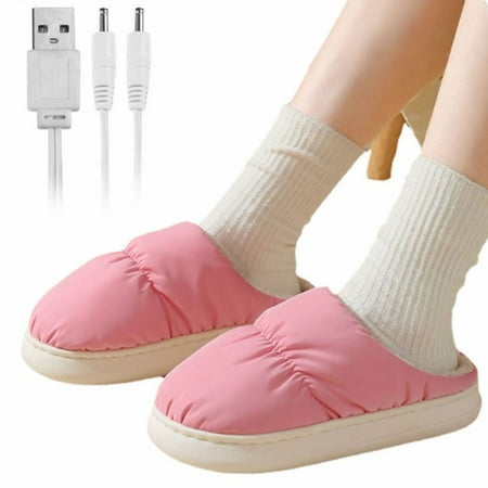 

Electric Heated Up Shoes Smooth Elastic Fabric Surface Big Slippers for Winter Home Office Gray