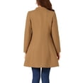 thumbnail image 3 of INSPIRE CHIC Women's Elegant Winter V Neck Long Sleeve Single Breasted Long Overcoat M Camel, 3 of 6