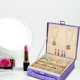 thumbnail image 4 of Shop LC Lilac Travel Jewelry Organizer Box Case for Women Faux Velvet Tarnish 2 Layer Necklace Earrings Ring Jewelry Holder Portable Box Storage Birthday Gifts, 4 of 7