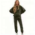 thumbnail image 5 of longantii Velour Lounge Sets for Women 2 Piece Velvet Tracksuits Jogging Hoodie Sweatsuits Soft Sports Leisure Jogger Outfit Green XL, 5 of 5