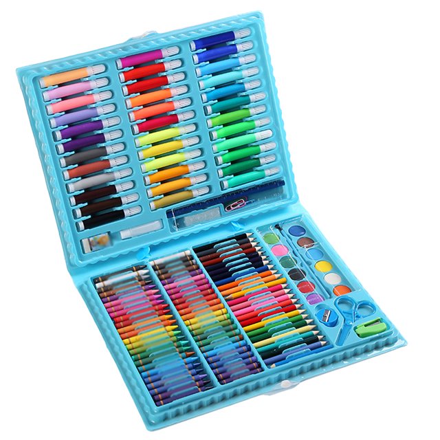 150 Pieces Kids Drawing Kit, Multiple Tools and 150 Colors, Painting Supplies Set with Water Color Pen, Crayons, Colored Pencils, Scissors, and More, Portable Carrying Case