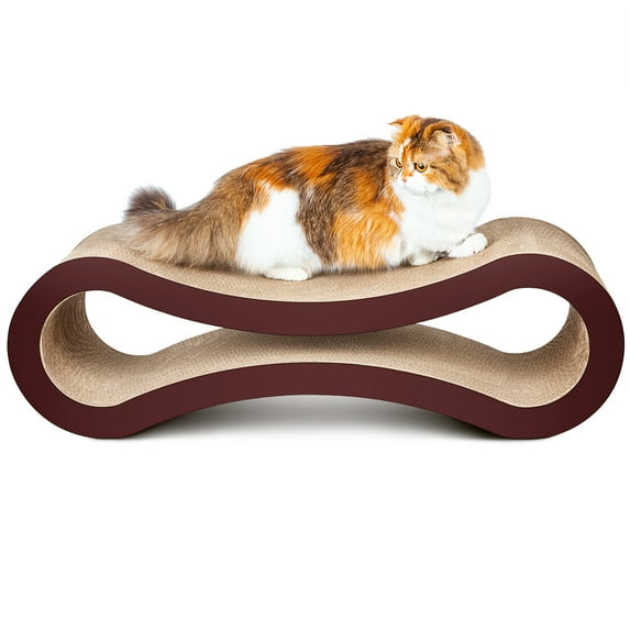 Pefilos 34" Reversible Cat Scratcher Cardboard Lounge Infinity Scratching Bed, Made from Recycled Corrugated, Brown