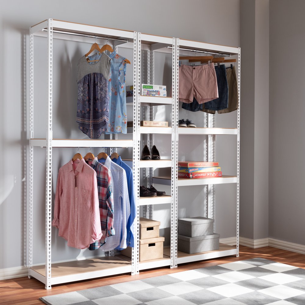 Baxton Studio Gavin Modern and Contemporary White Metal 10Shelf Closet