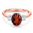 thumbnail image 3 of Gem Stone King 18K Rose Gold Plated Silver Red Garnet and Sky Blue Aquamarine Engagement Ring for Women | 2.63 Cttw | Oval 9X7MM | Gemstone January Birthstone | Size 9, 3 of 6