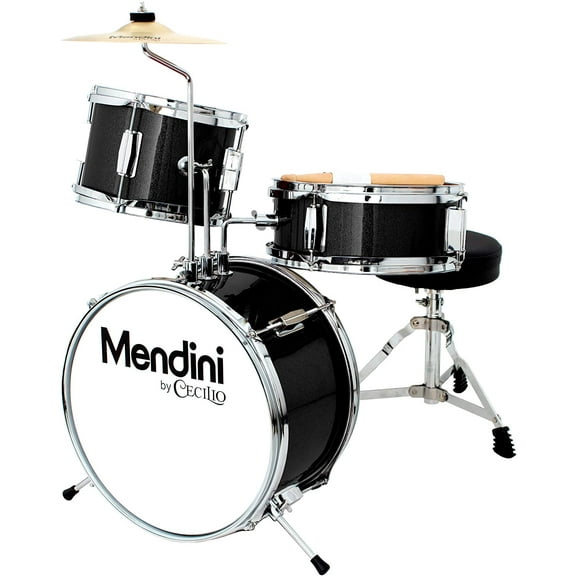 Open Box Mendini By Cecilio Kids Drum Set, Junior Kit with 4 Drums - Black Metallic