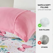 Regency Heights Full/Queen Size Comforter Sets, 4-Piece Kids Bedding Set for Girls, Butterfly Floral Comforter Bed Set, White/Pink