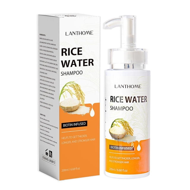 LUVCLS Champú de agua de arroz de 200 ml con fórmula nutritiva para el cabello