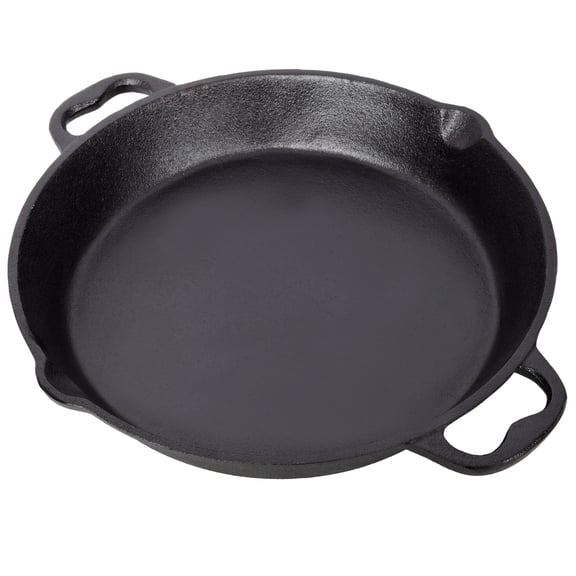 Cast Iron Skillet, 12 Inch Pre-Seasoned Cast Iron Pan with Dual Helper Handles, Even Heating Grill and Oven Safe Cookware, Induction Stovetop Pan for Searing and Baking, Black