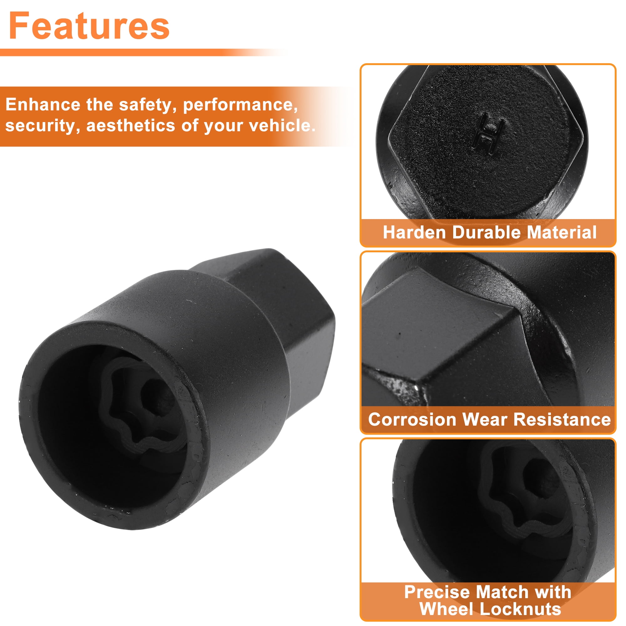 Unique Bargains Wheel Lock Lug Nut for Toyota Anti-Theft Key Socket Black