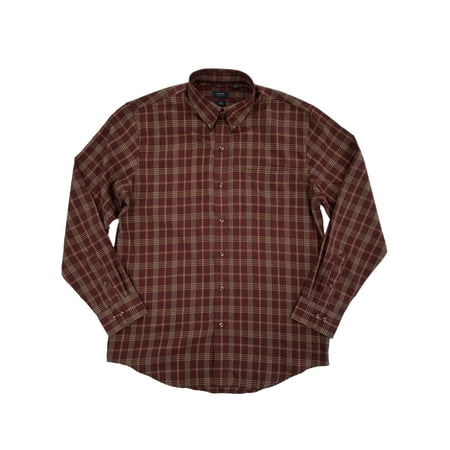 Heritage Plaid Shirt - Mens Maroon & Tan Plaid Heritage Twill Button-Front Shirt