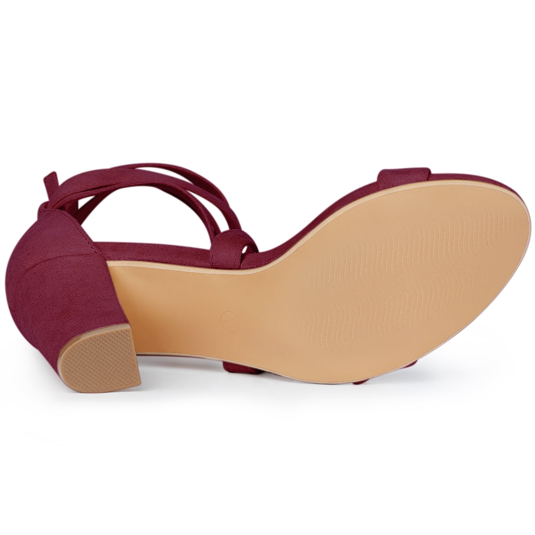 DARING DIVA Stylish Women's Lace Up Block Heels Sandals Burgundy 8