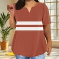 thumbnail image 2 of Lenpel Plus Size Tops for Women Fashion Summer Short Sleeve V Neck Striped Color Block T Shirts Casual Tunic Tees, 2 of 5