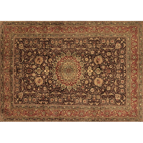 Ahgly Company Indoor Rectangle Medallion Brown Traditional Area Rugs, 7' x 9'